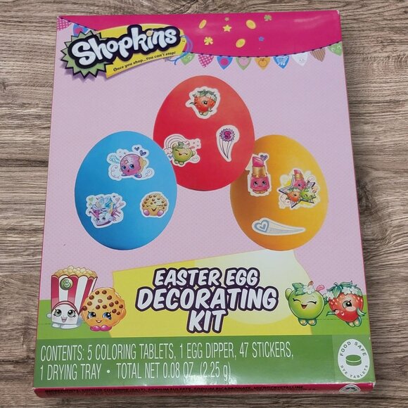 Shopkins Easter Egg Decorating Kit Coloring Tablets Stickers Egg Dipper Holiday - Picture 1 of 2